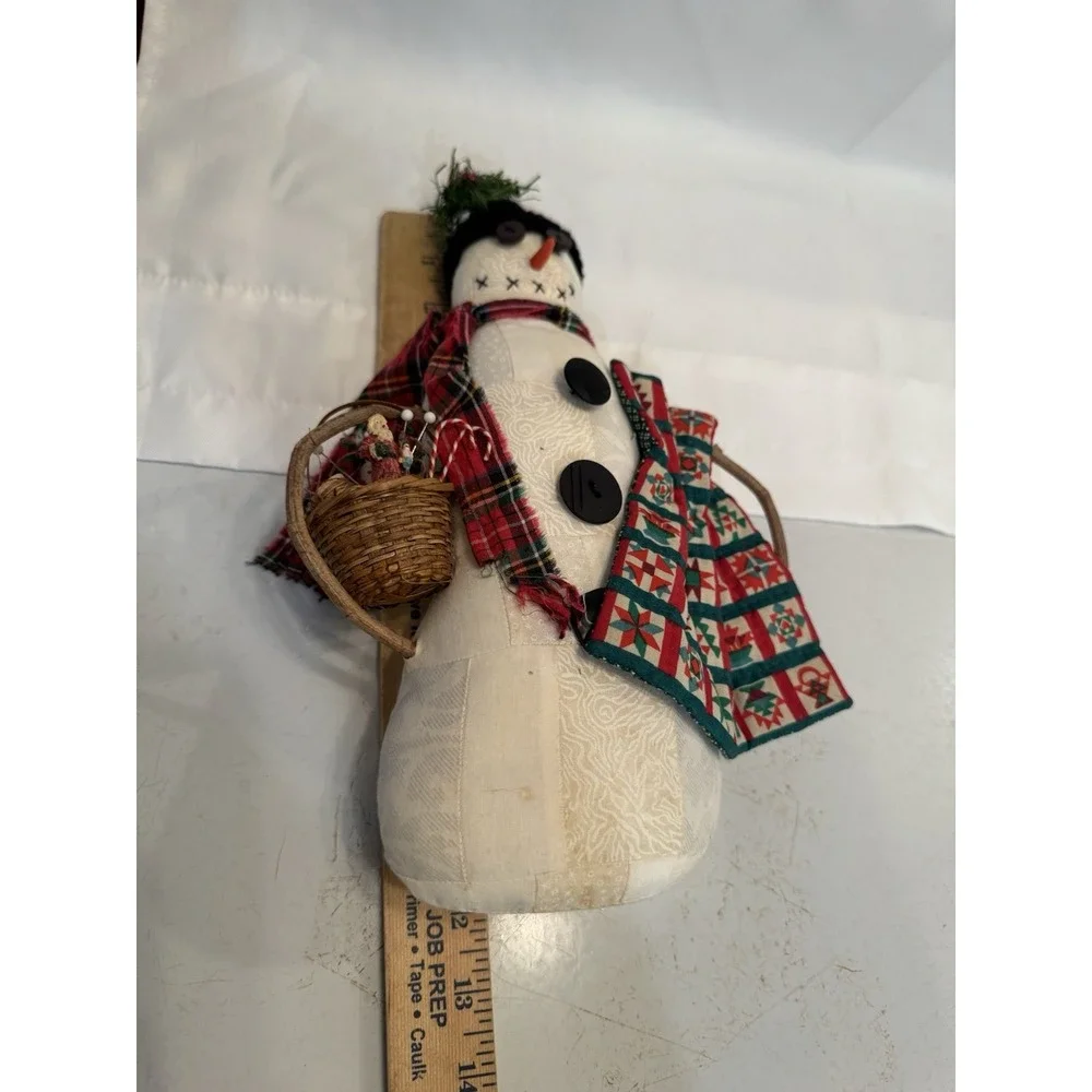 Handmade Primitive Weighted Snowman Quilting Sewing Theme Christmas 12